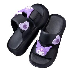 Joykawaii | Sanrio Kuromi Double Star Waterproof EVA Black Slide Sandals